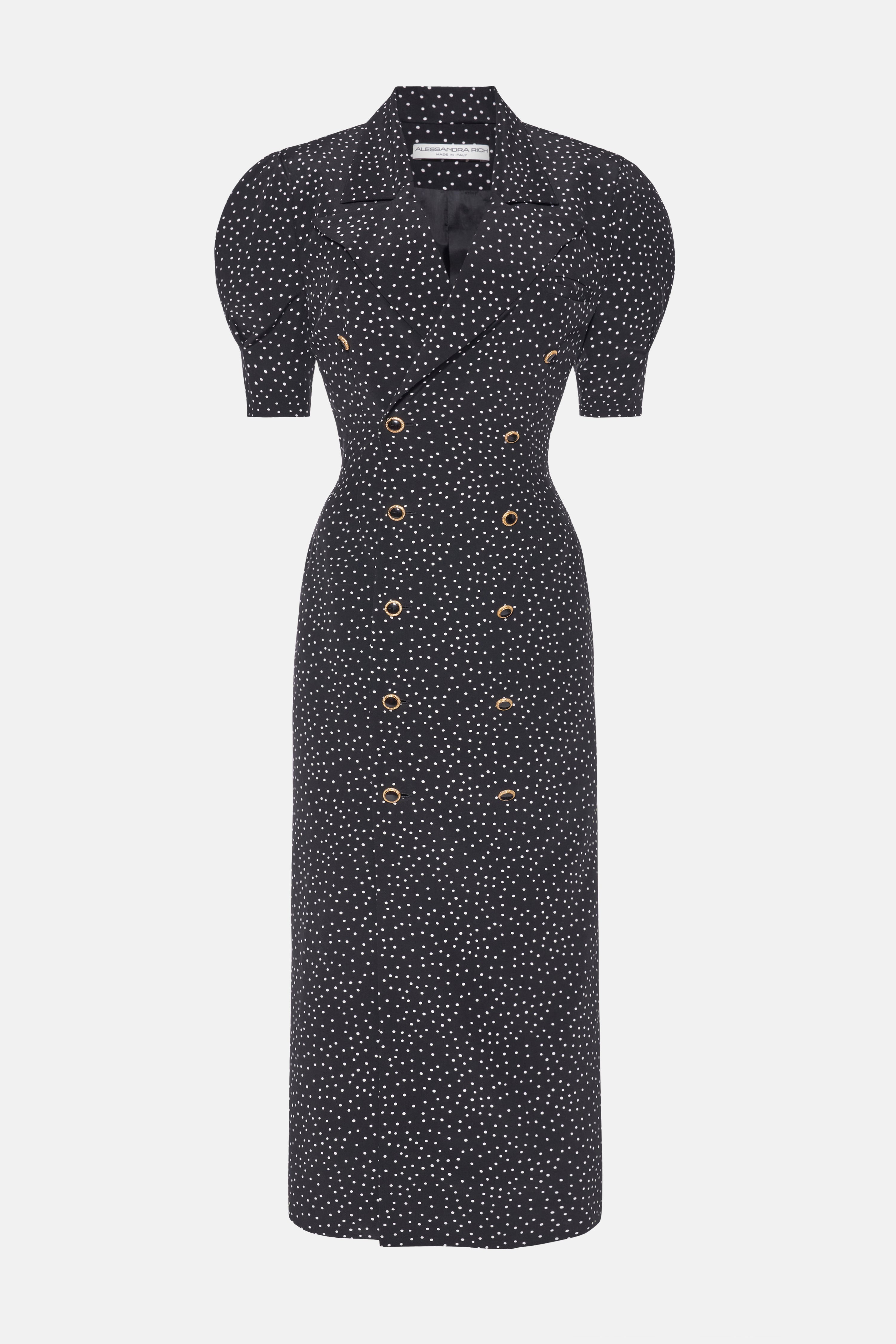 POLKA DOT SILK DOUBLE BREASTED DRESS - 1