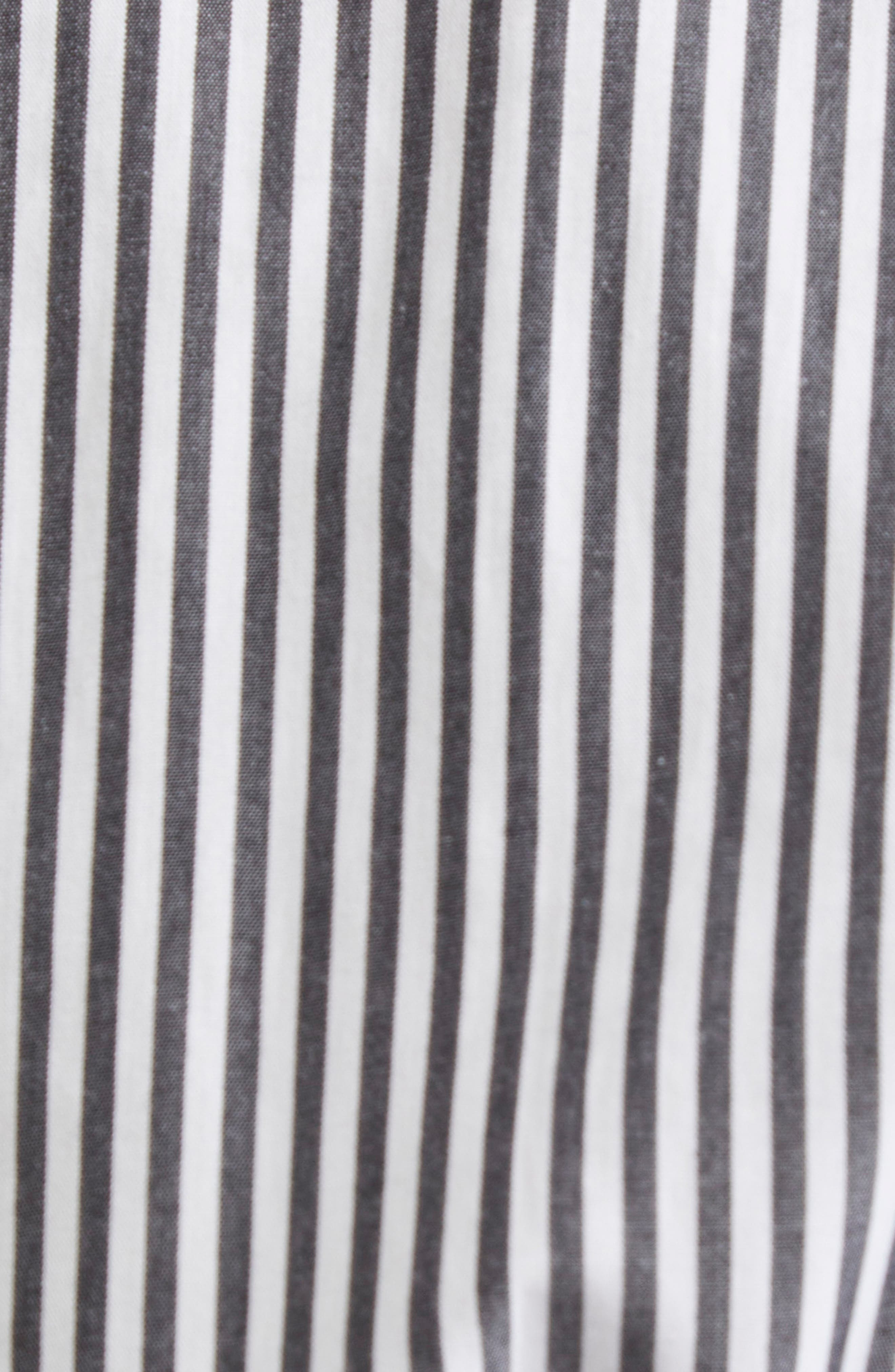 Brandon Maxwell The Harte Stripe Smocked Button-Up Shirt in Black/White Stripe at Nordstrom - 7