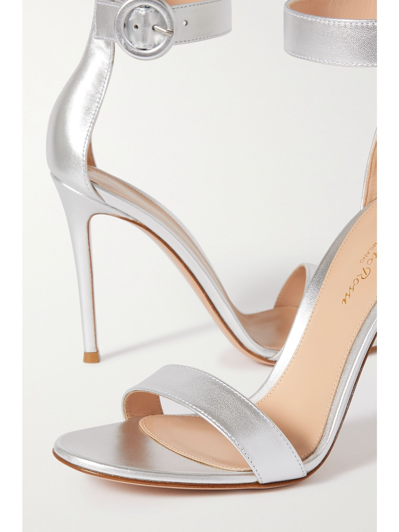 Portofino 105 metallic leather sandals Silver - 4