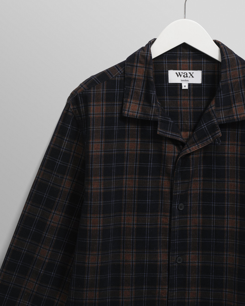 Corey - Navy And Multicolour Check Corduroy Shirt 7