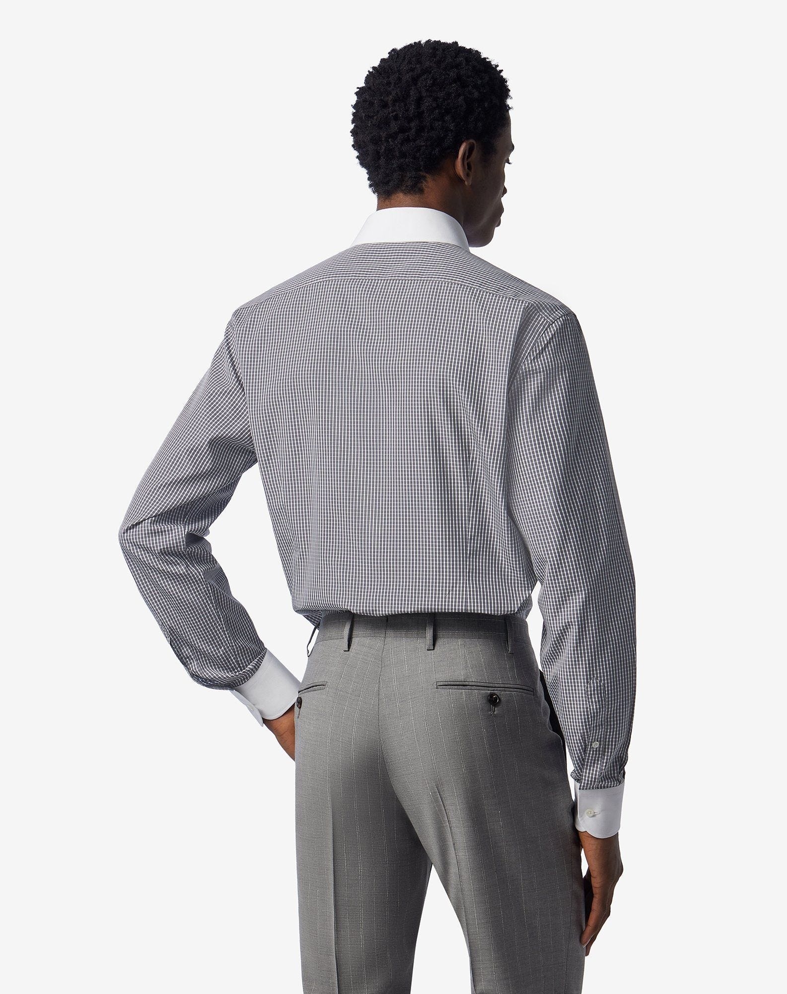 Cotton shirt with black/white checks - 3