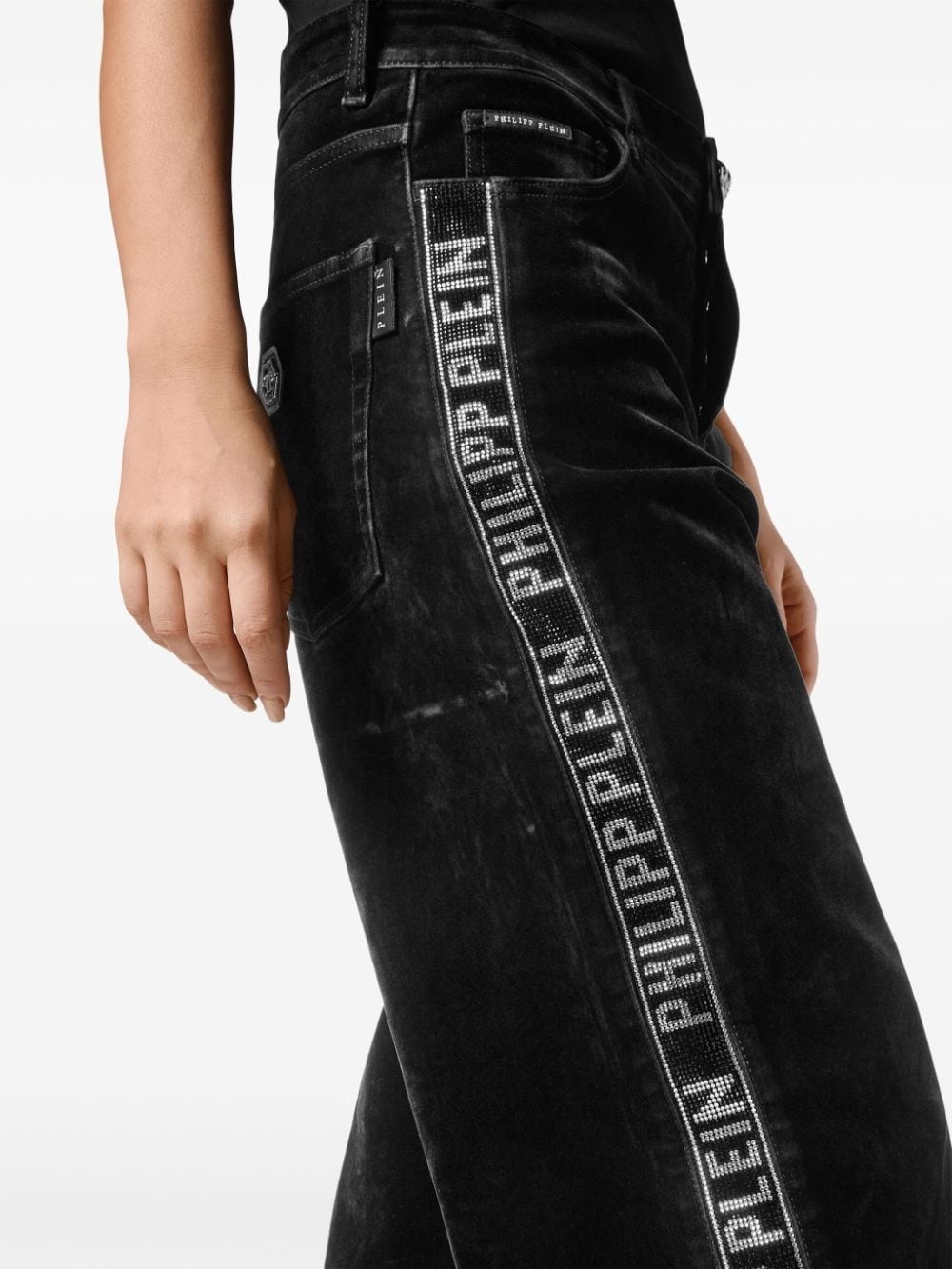 logo-tape wide-leg jeans - 4