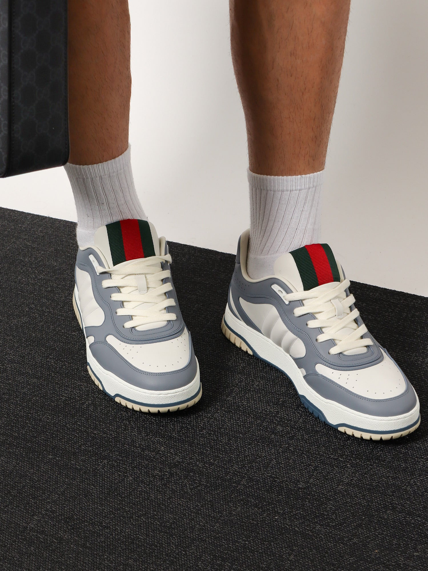 Gucci Men Re-Web Leather Sneakers - 2