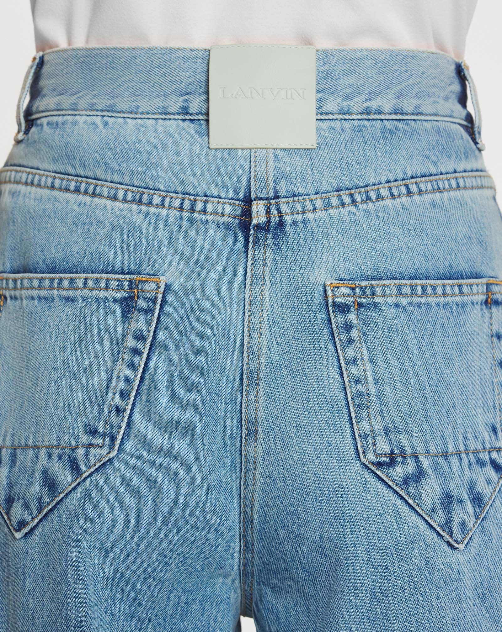 WIDE-LEG CUFFED DENIM PANTS - 5
