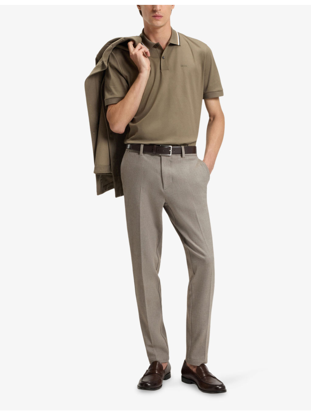 Herringbone Slim-Leg Stretch-Woven Trousers - 2