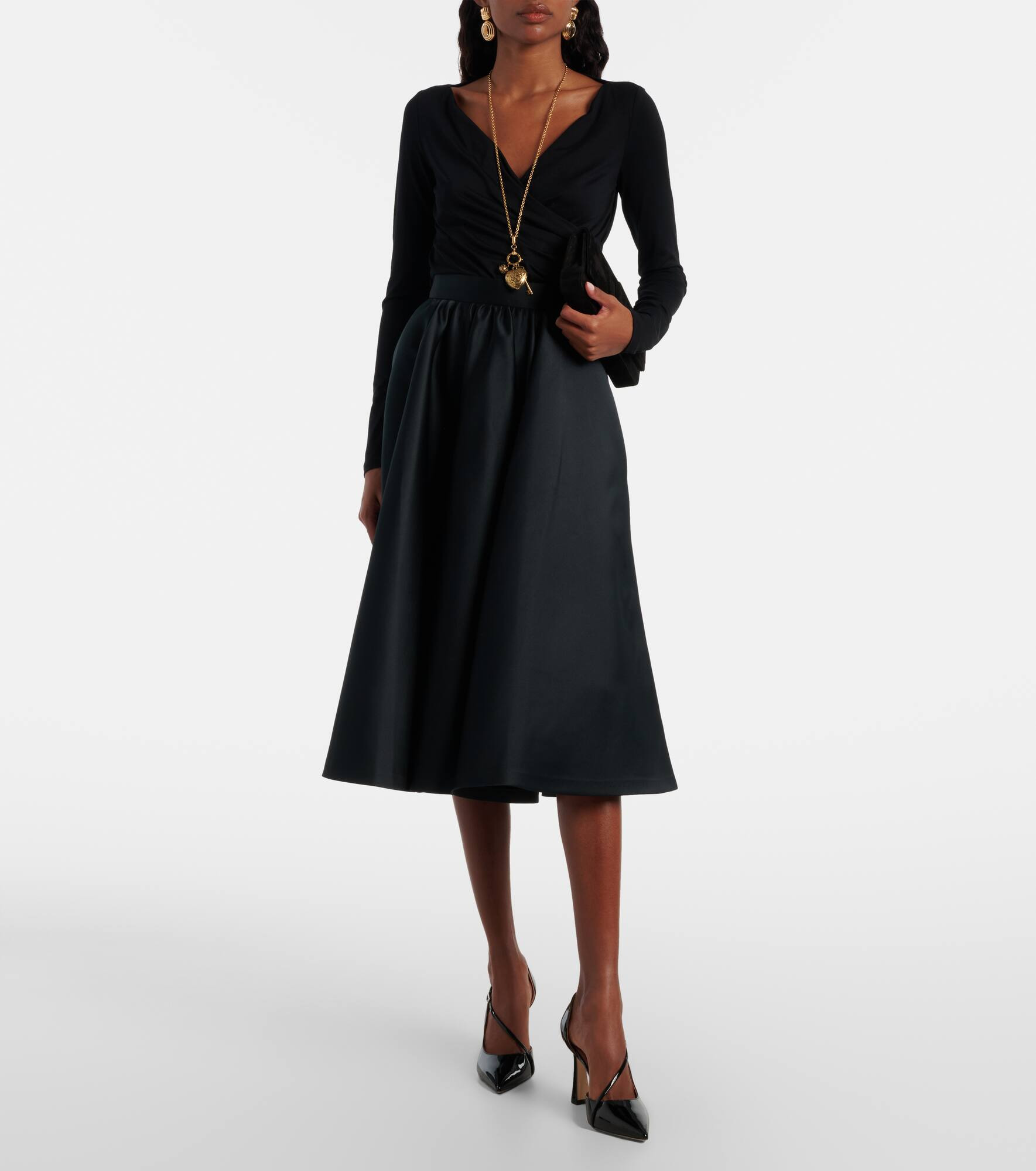 Farneto flared satin midi skirt - 2