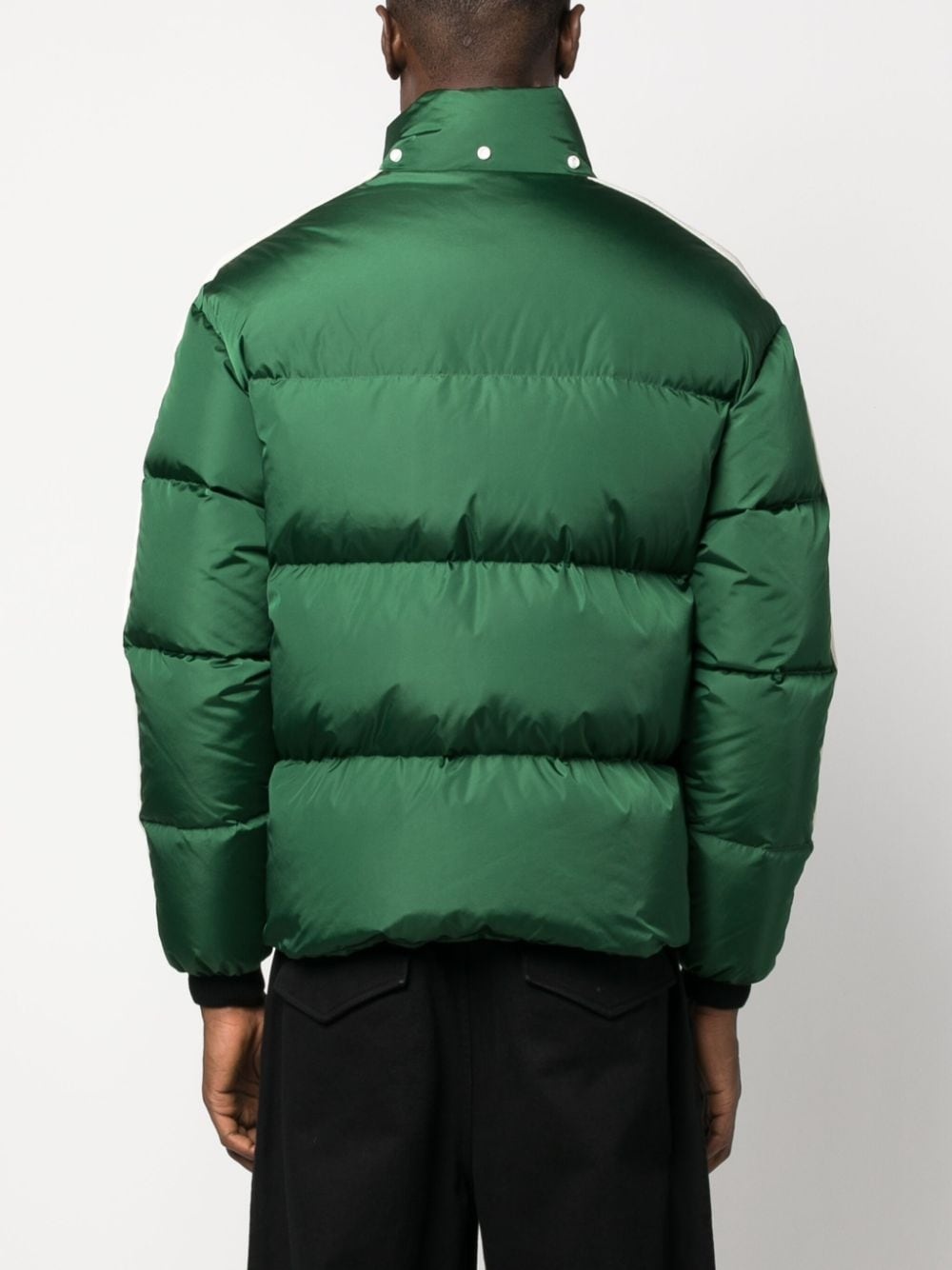 logo-print side-stripe puffer jacket - 4