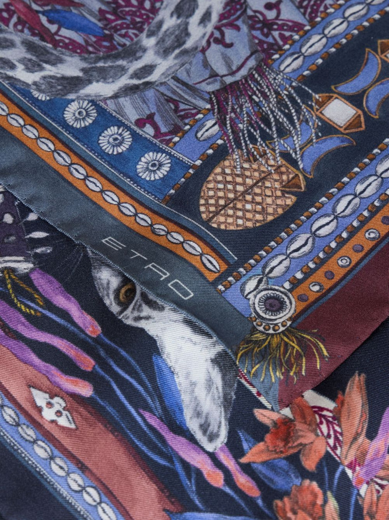 Etro leopard print silk pocket square outlook