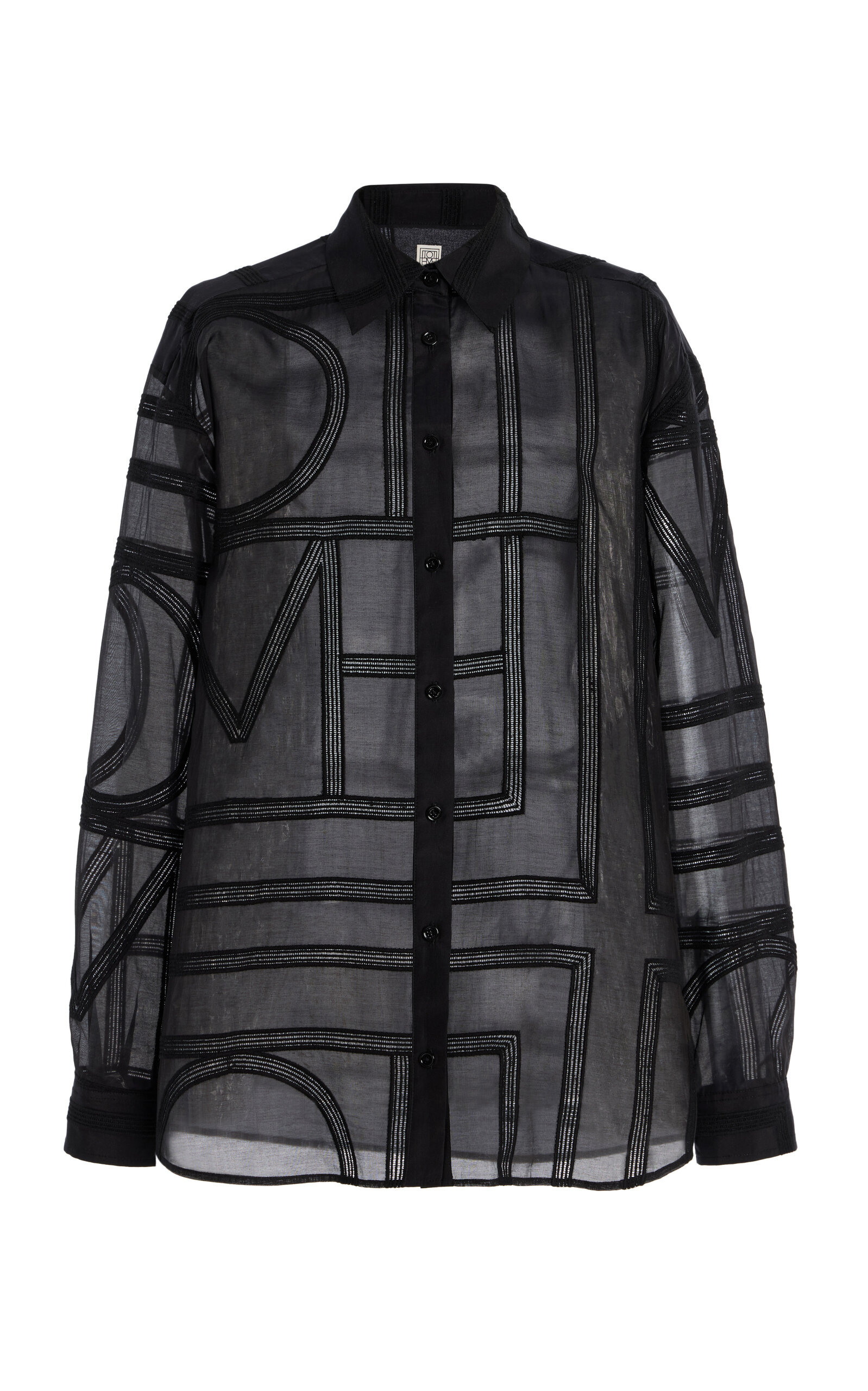 Embroidered Cotton-Silk Shirt black - 1