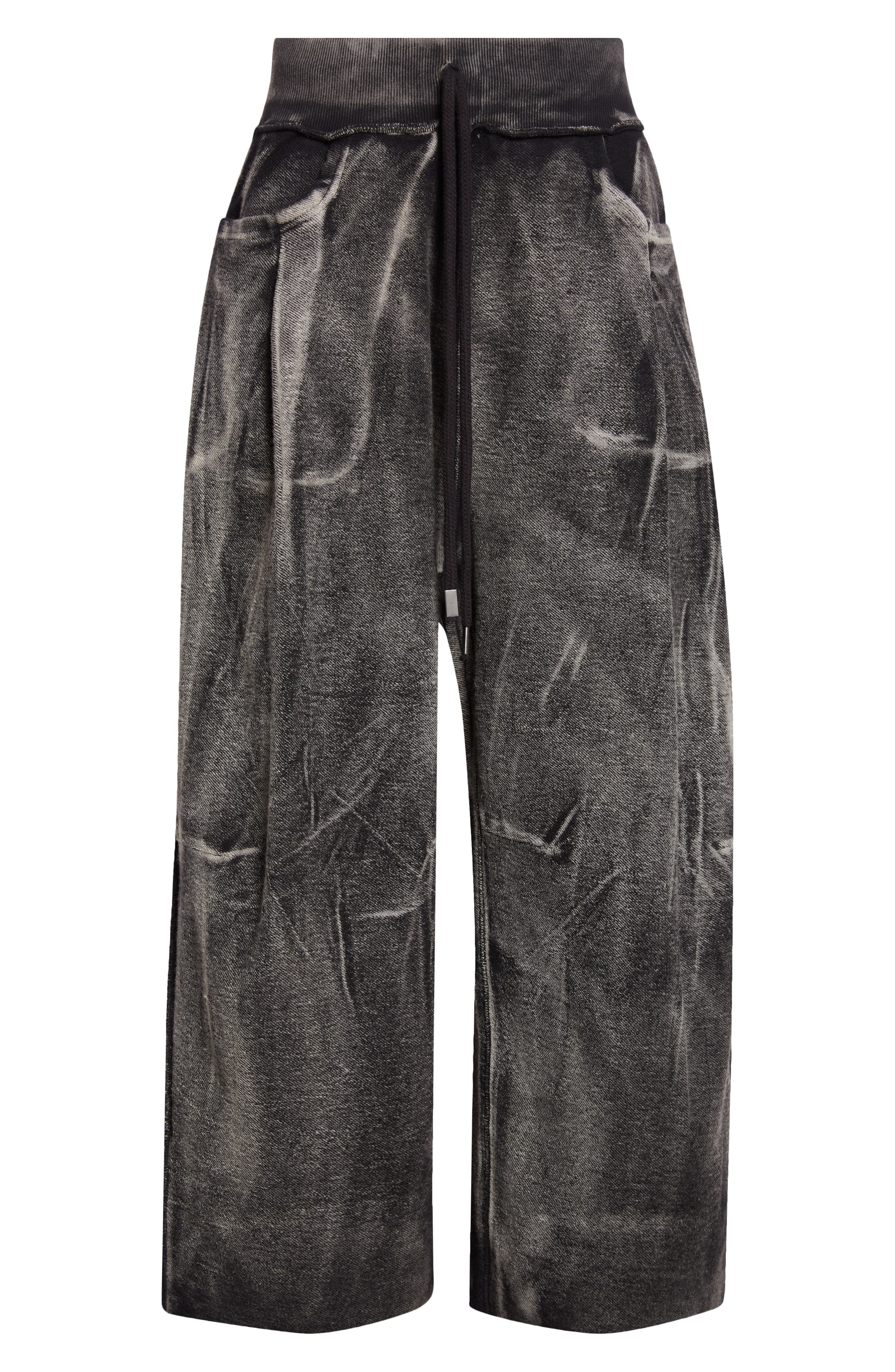 R13 Pleated Wide Leg Cotton Sweatpants in Washed Black at Nordstrom - 6