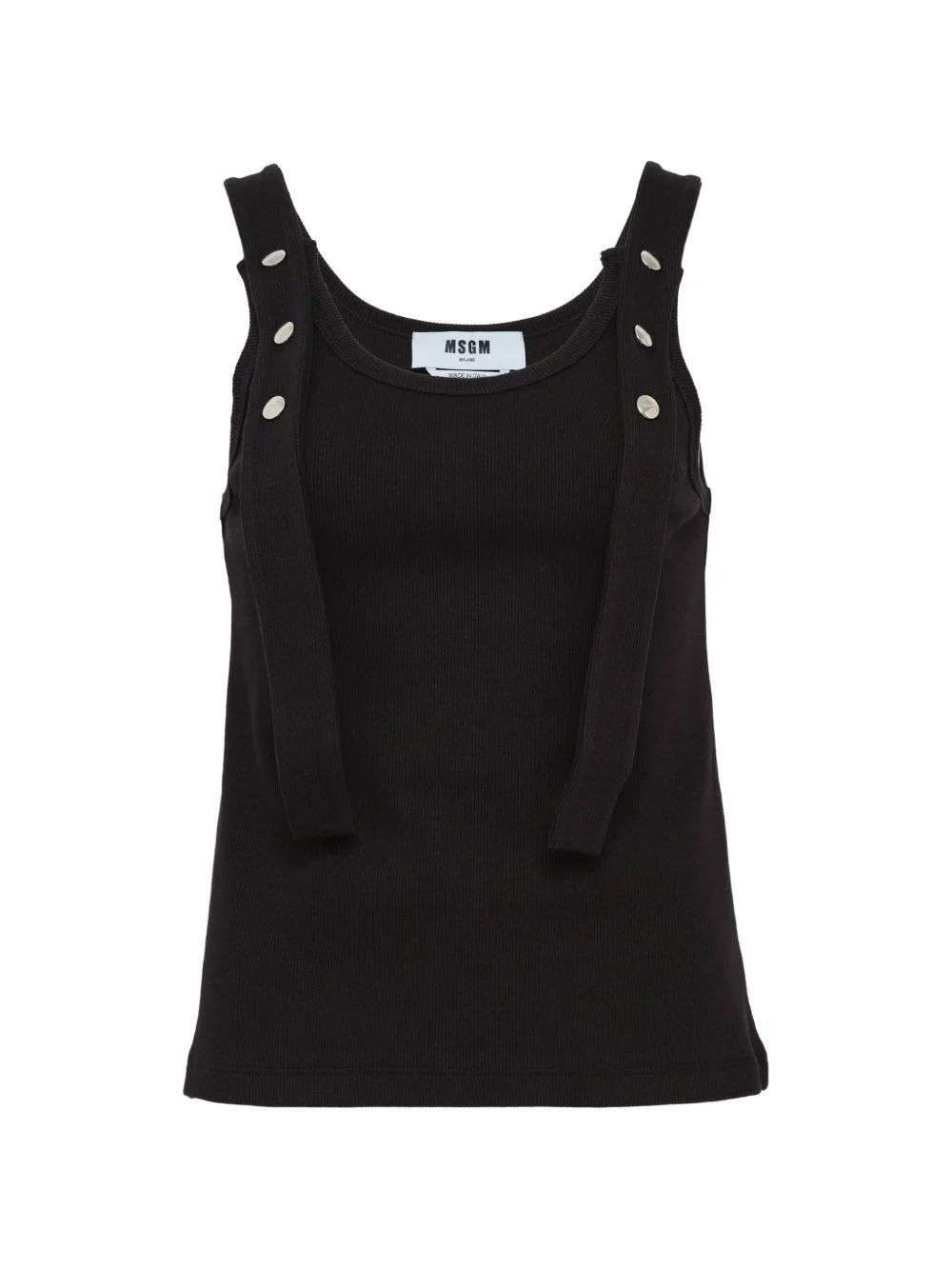button-detail ribbed tank top - 1