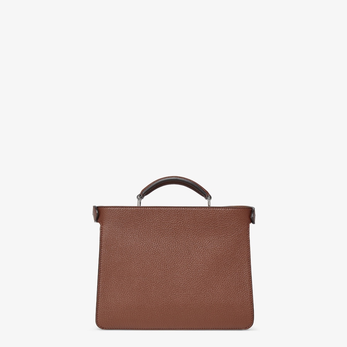 Small iconic Peekaboo ISeeU bag, made of brown Cuoio Romano leather with contrasting light gray inte - 4