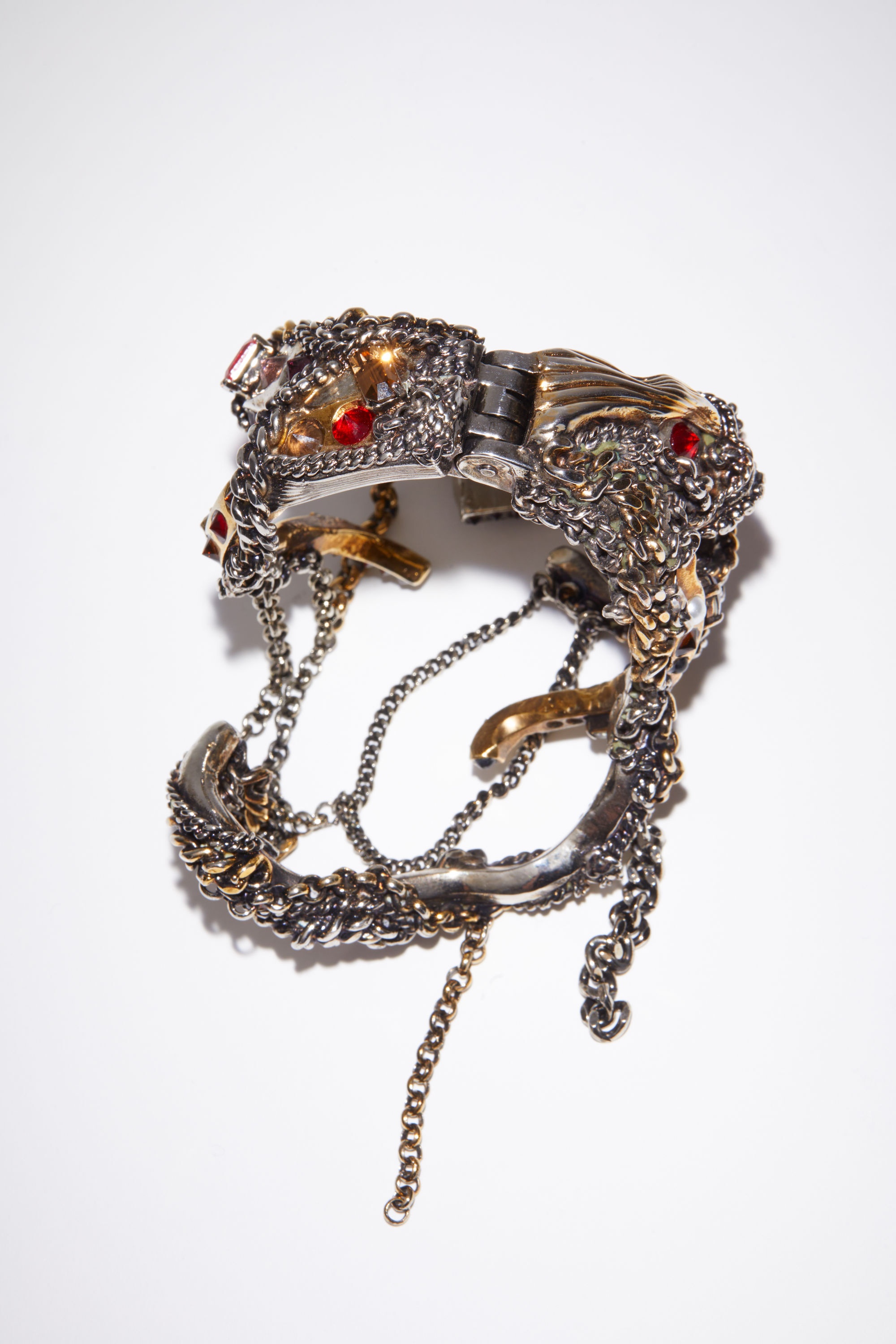 Mixed textured cuff bracelet - Antique silver/antique gold - 4