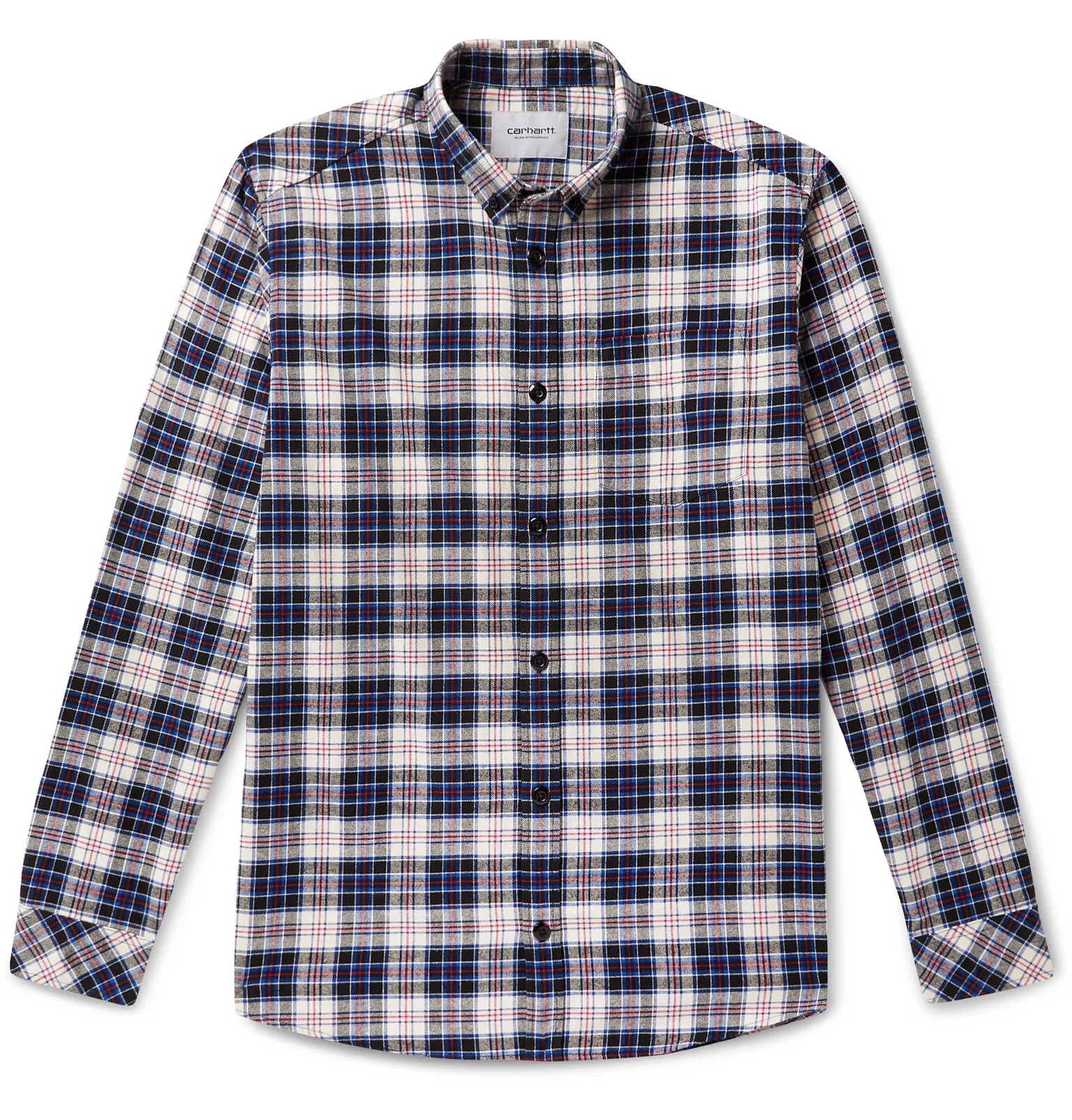 Button-Down Collar Checked Cotton-Flannel Shirt - 1