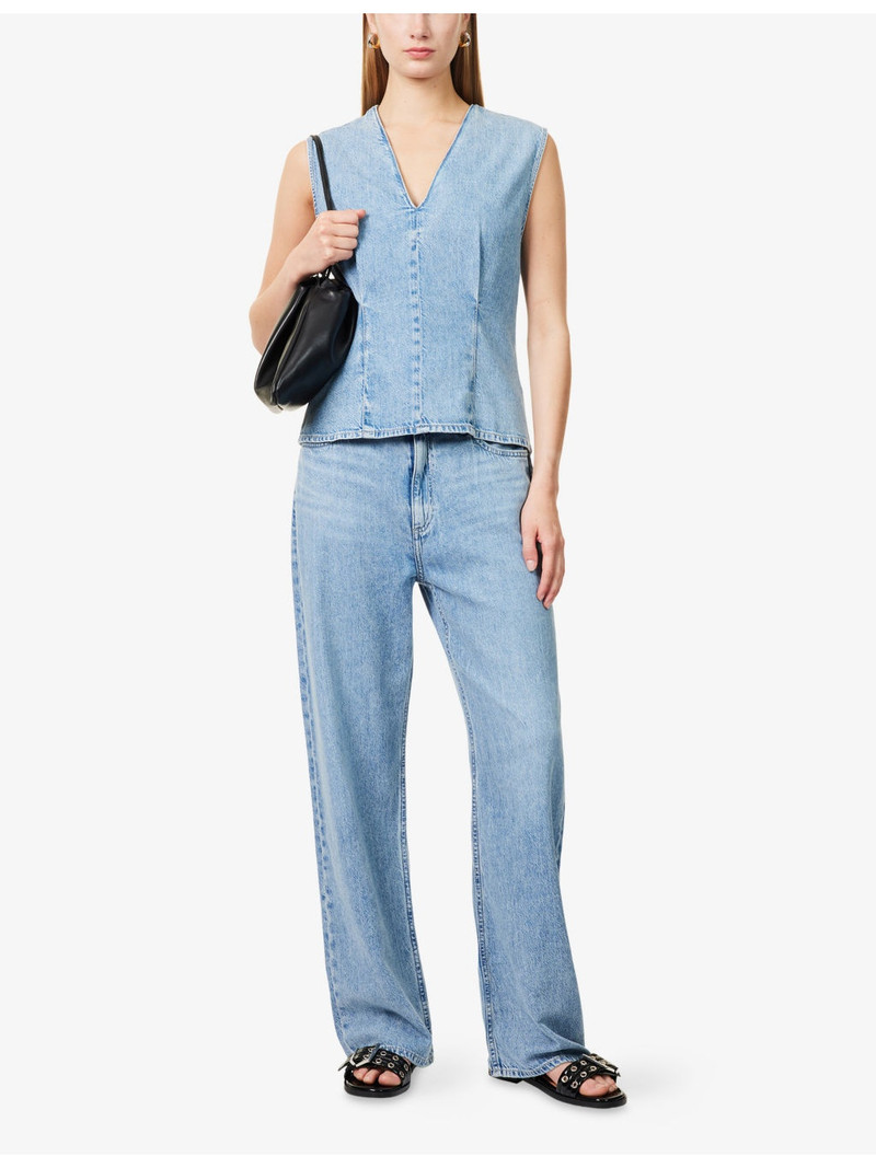 rag & bone Phoebe Ultra Featherweight Wide-Leg Mid-Rise Cotton-Blend Jeans outlook