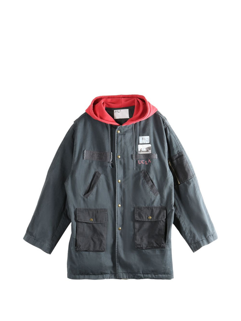 hooded patch-detail jacket 1