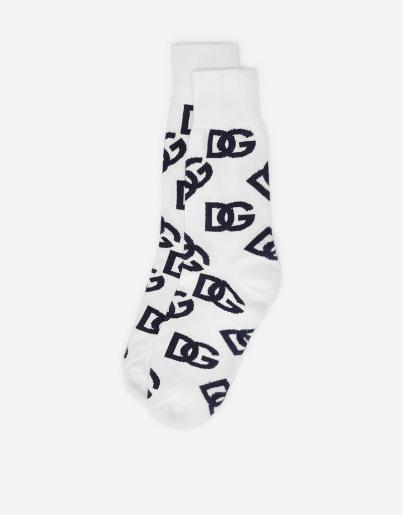 Dolce & Gabbana Cotton socks with all-over jacquard DG logo outlook