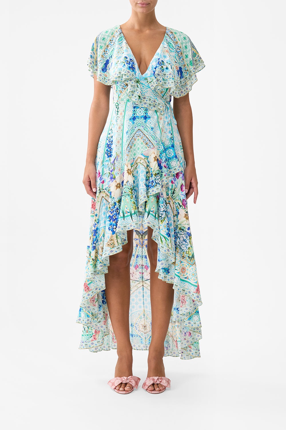 FRILL SLEEVE LONG DRESS - 2