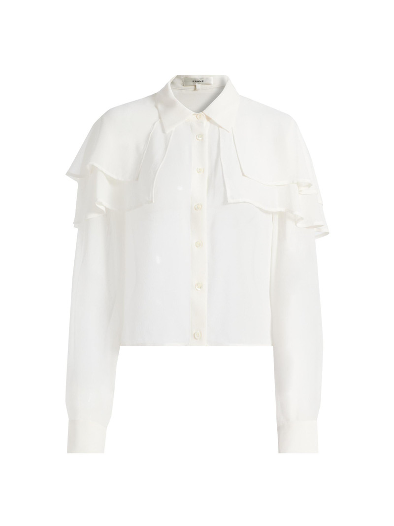 Women's Cape Silk Blouse - Cream 1