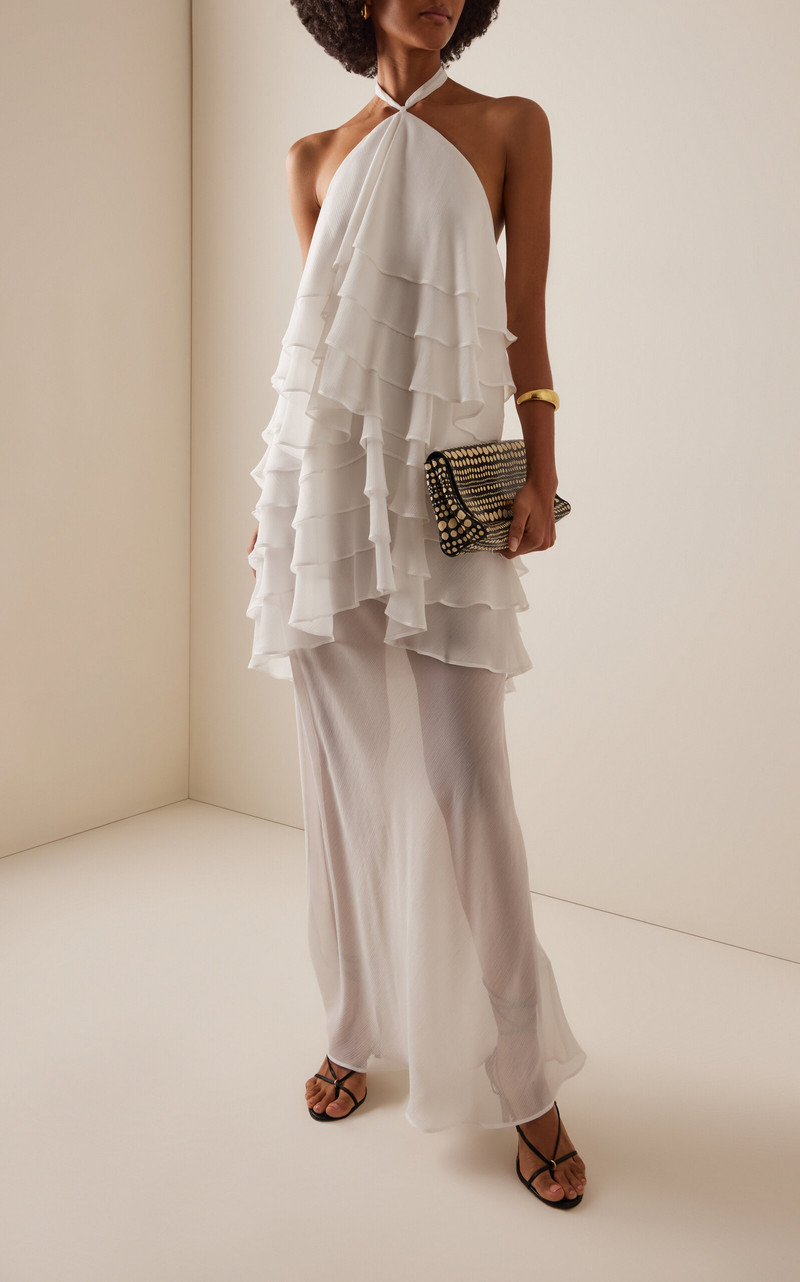 THIRD FORM Gaia Tiered Chiffon Maxi Dress white outlook