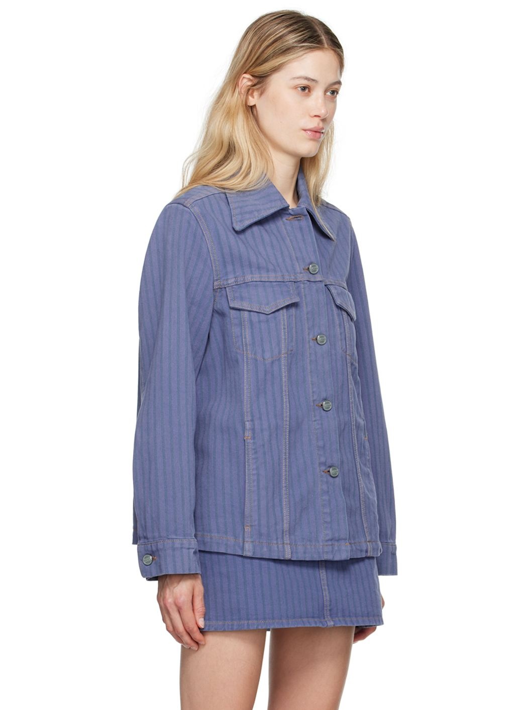 Blue Stripe Overdyed Denim Jacket - 2
