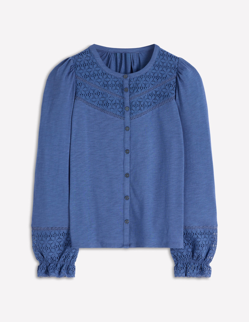 Pippa Broderie Jersey Shirt-Denim Blue 1