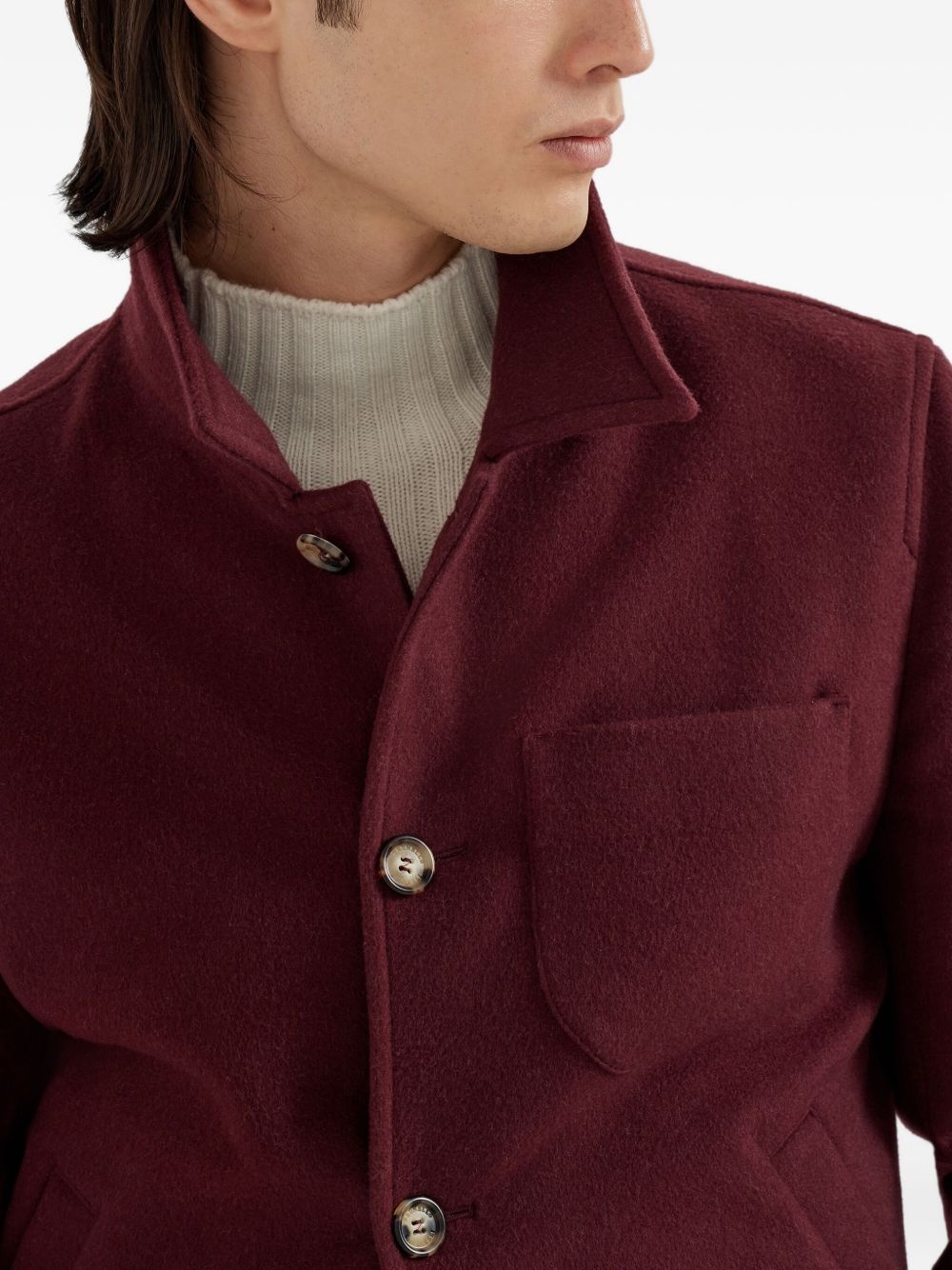 button-up wool-blend jacket - 6