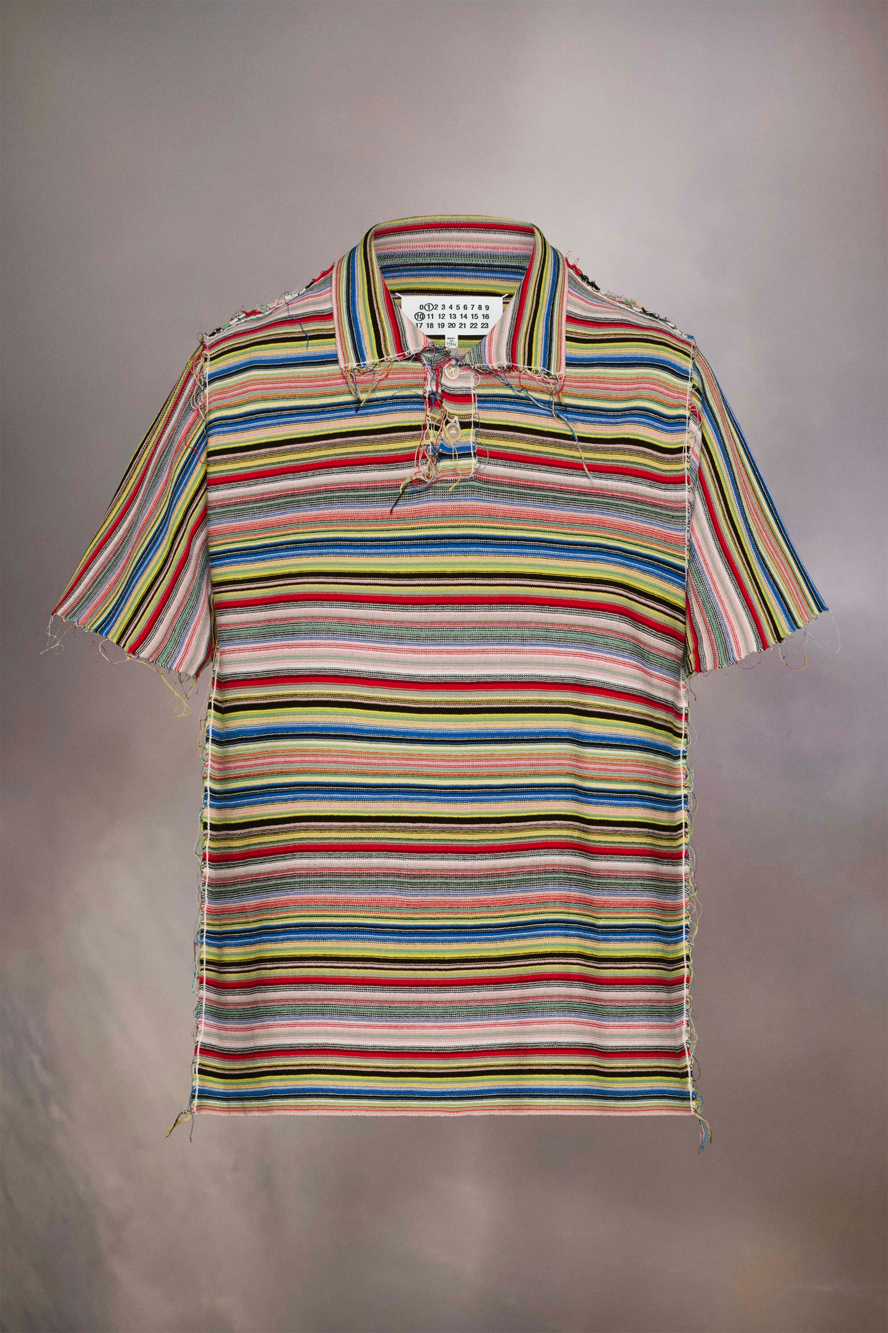 Stripe knit polo shirt - 1