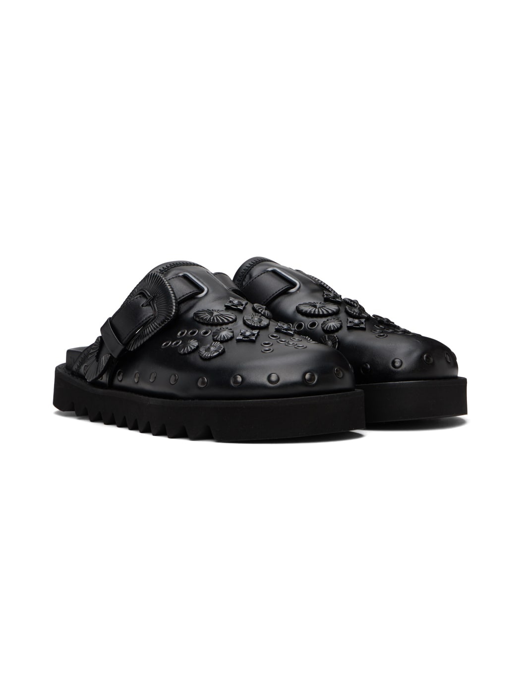 SSENSE Exclusive Black Eyelet Metal Sabot Loafers - 4