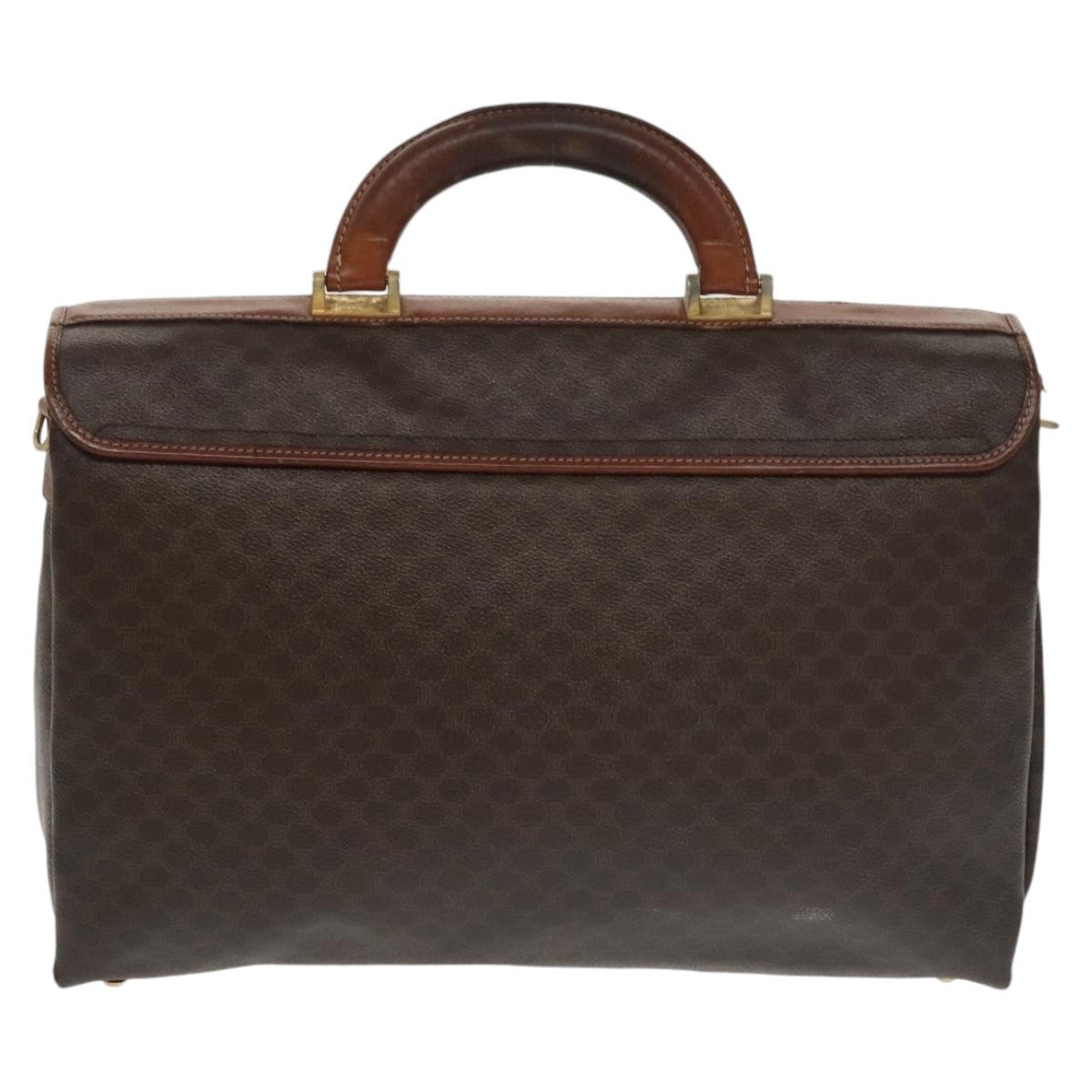 CELINE Macadam Canvas Hand Bag Pvc Leather Brown Gold - 2