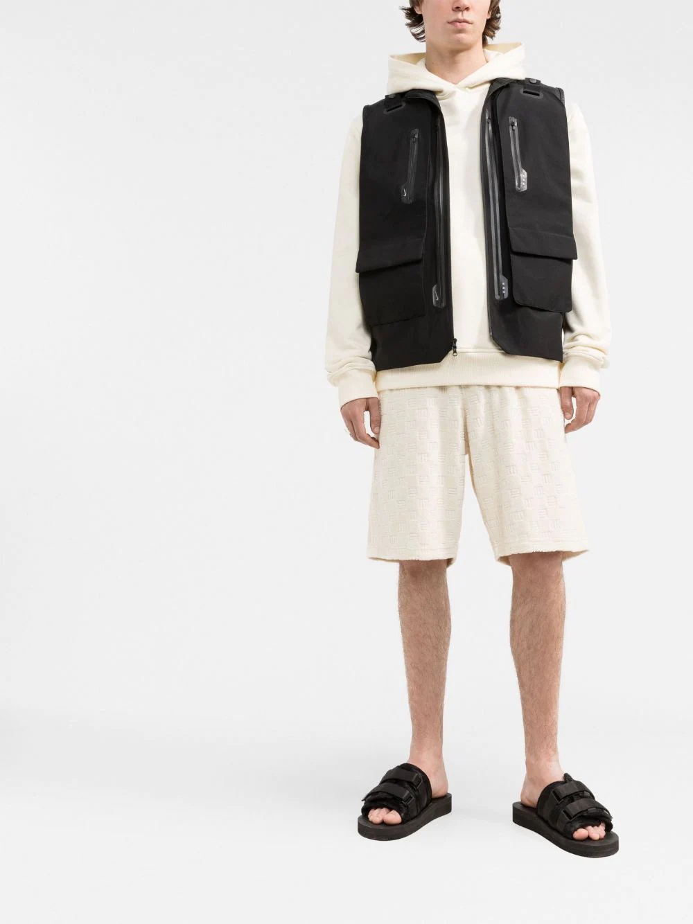 monogram towelling-finish track shorts - 2
