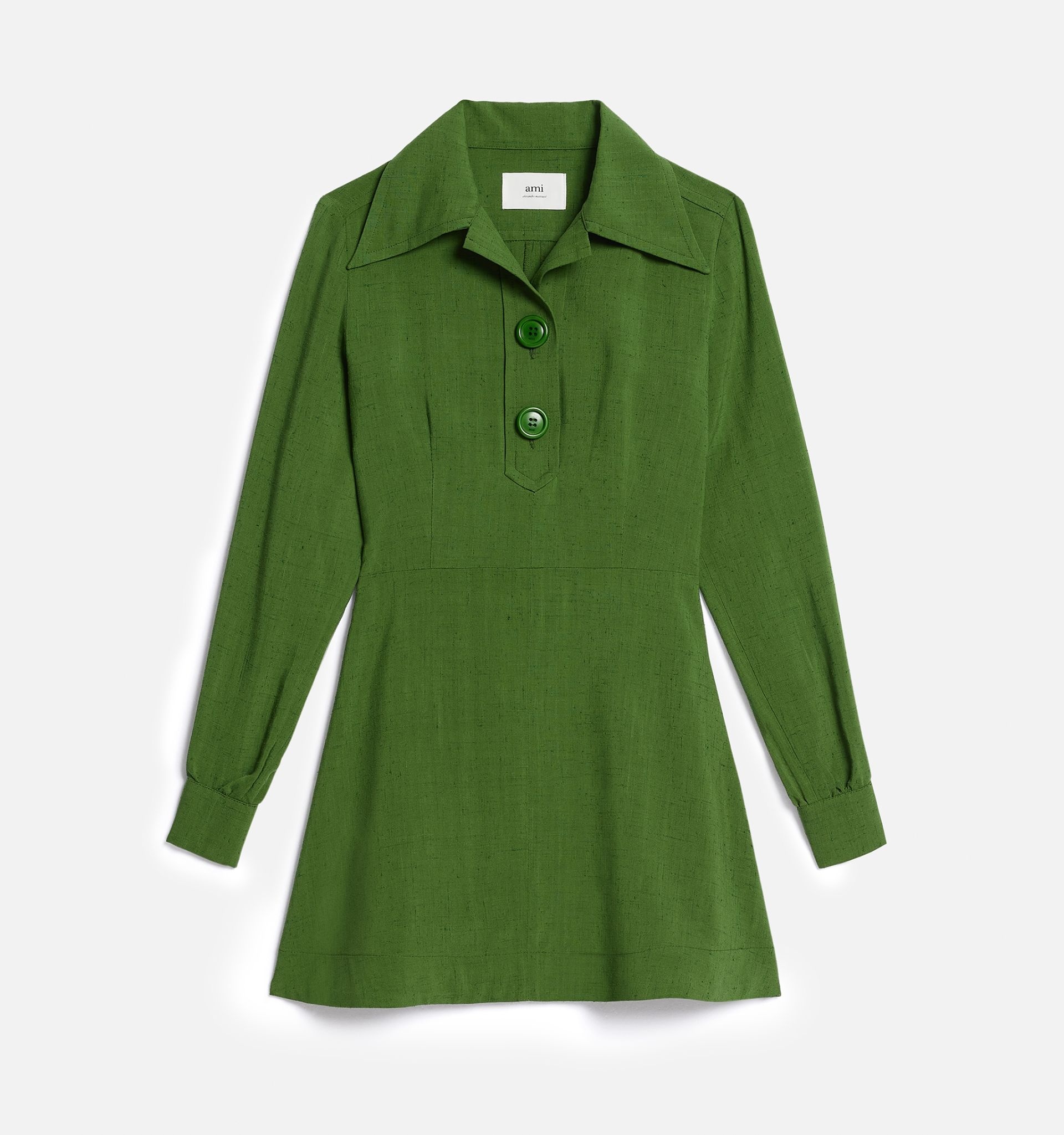 Buttoned Collar Short Dress - 5