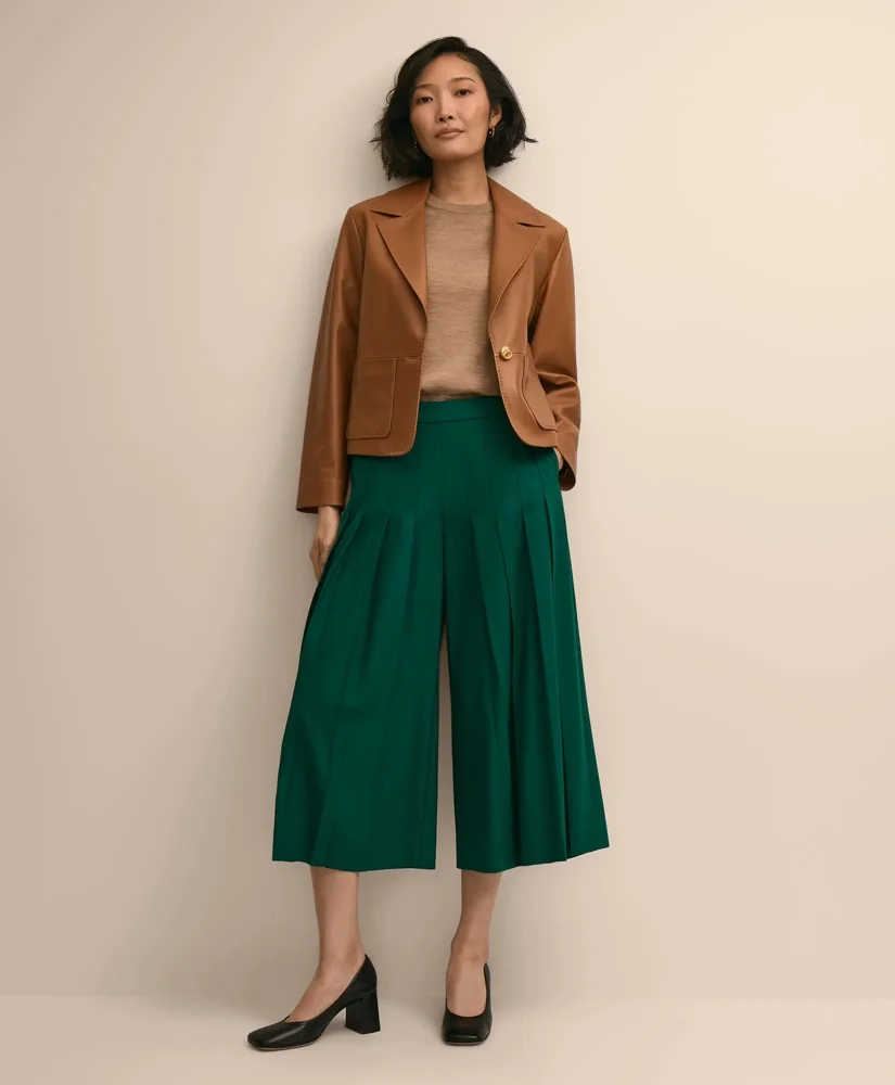 Wool-Blend Pleated Culottes - 1