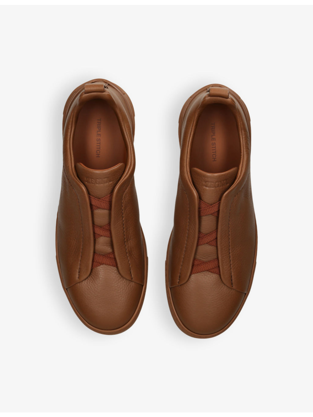 Tripe Stitch leather low-top trainers - 2