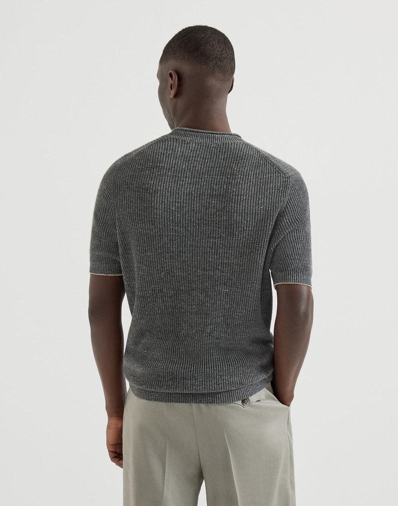 Linen and cotton half English rib knit t-shirt 3