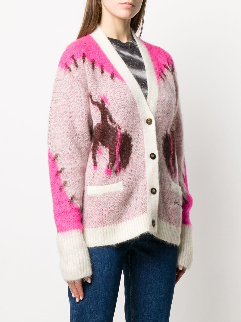 intarsia knit cardigan - 3