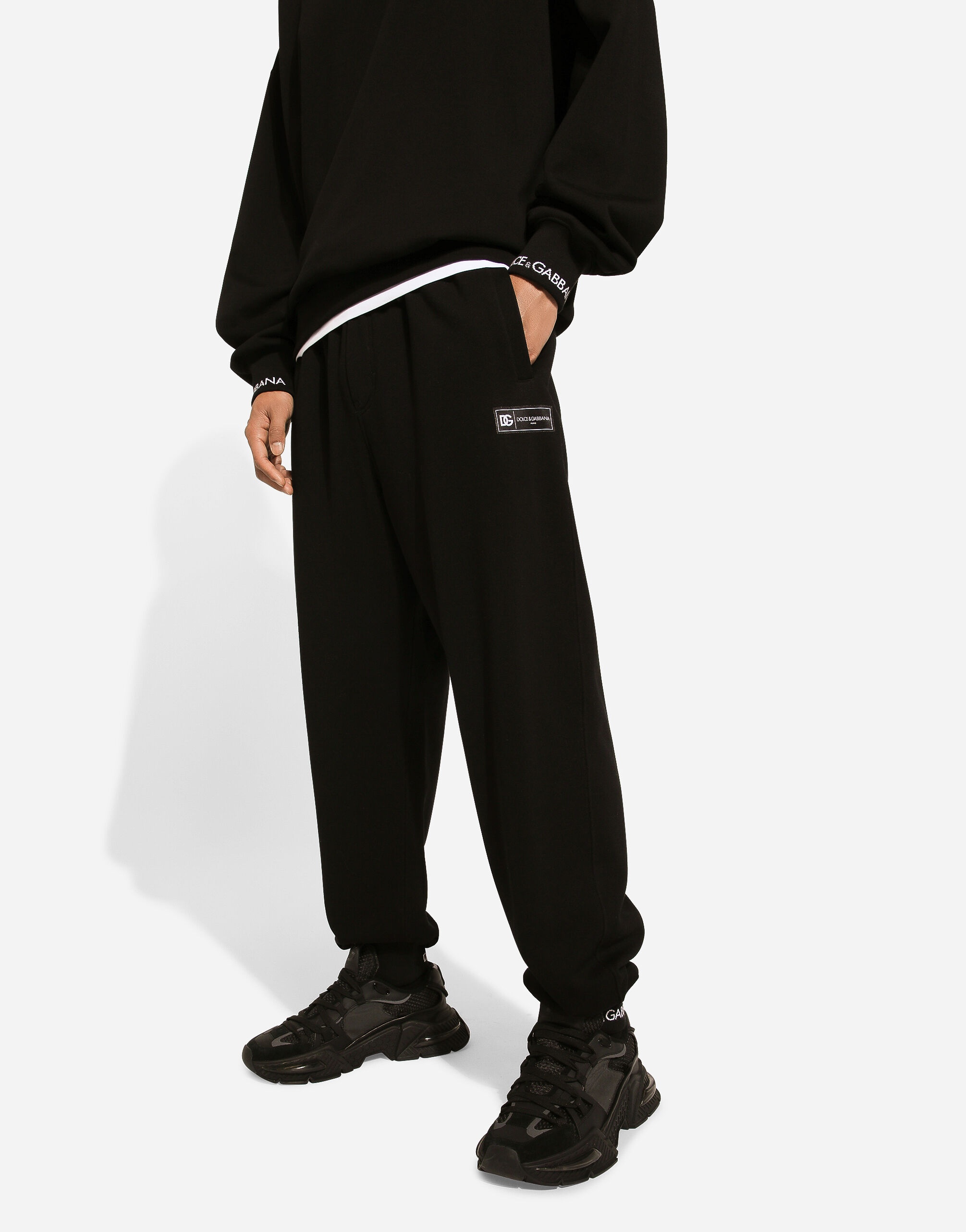 Cotton jogging pants with logo print - 4