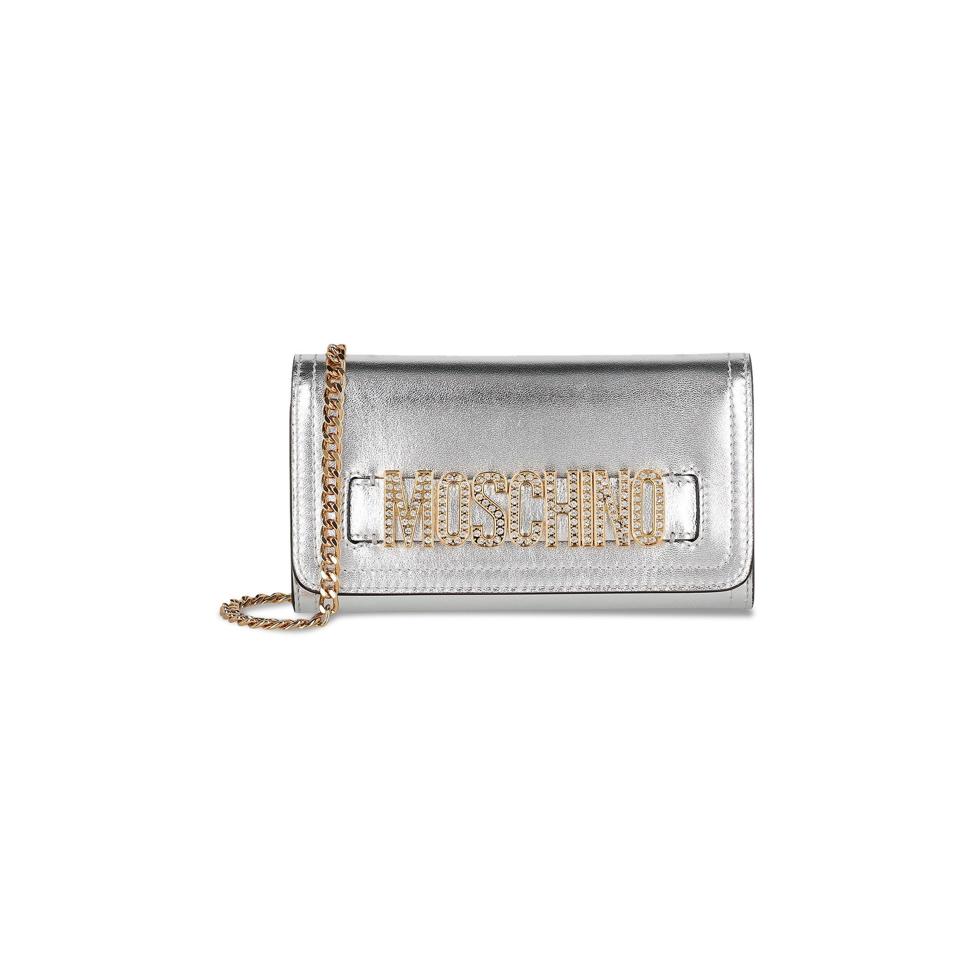 Moschino Crystal Embellished Belt Logo Lettering Crossbody Bag 'Fantasy Print/Nickel' - 1