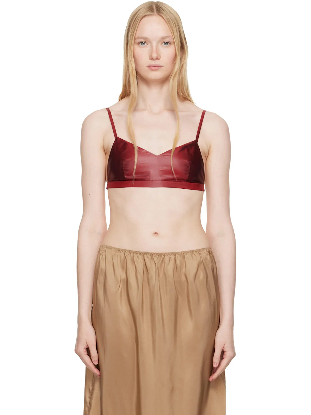 Burgundy Silk Bra - 1