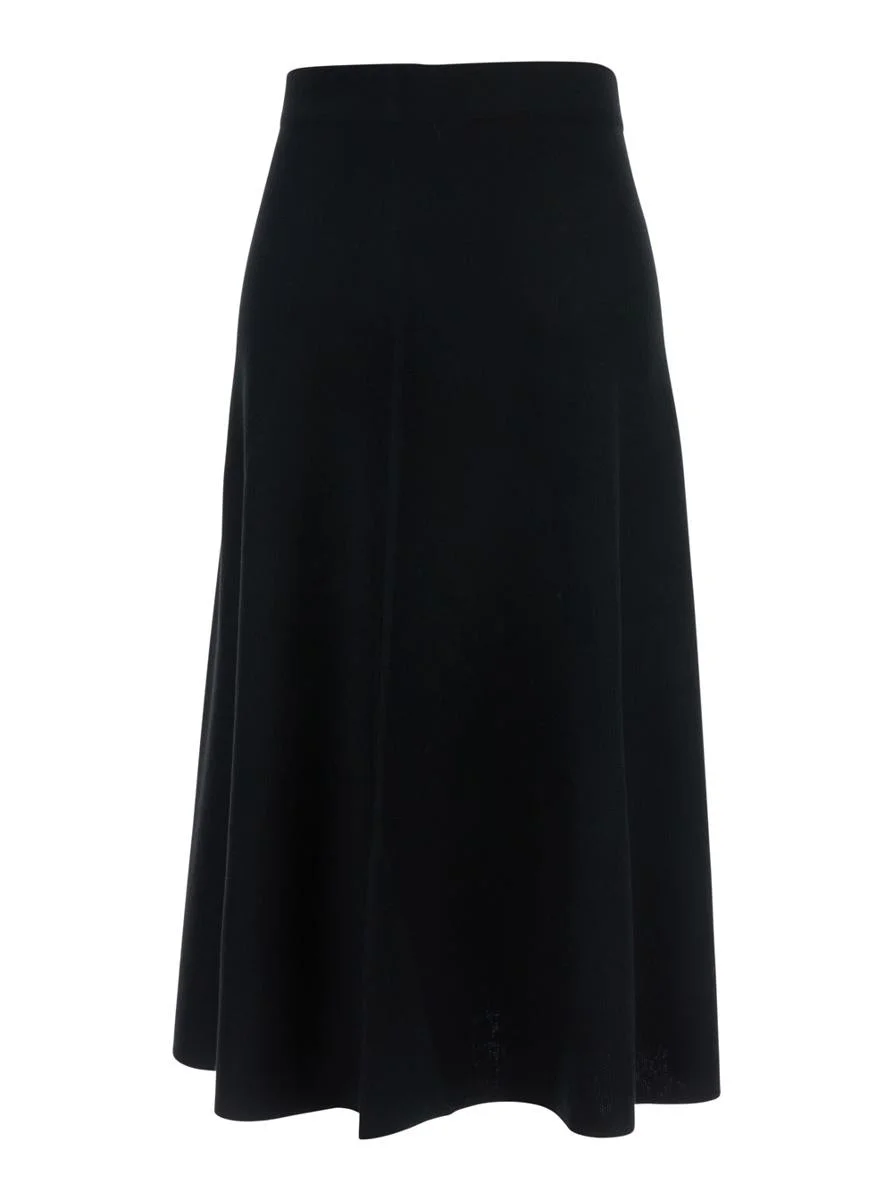 Allude Black Knitted Skirt With Flared Design In Wool Woman - 1