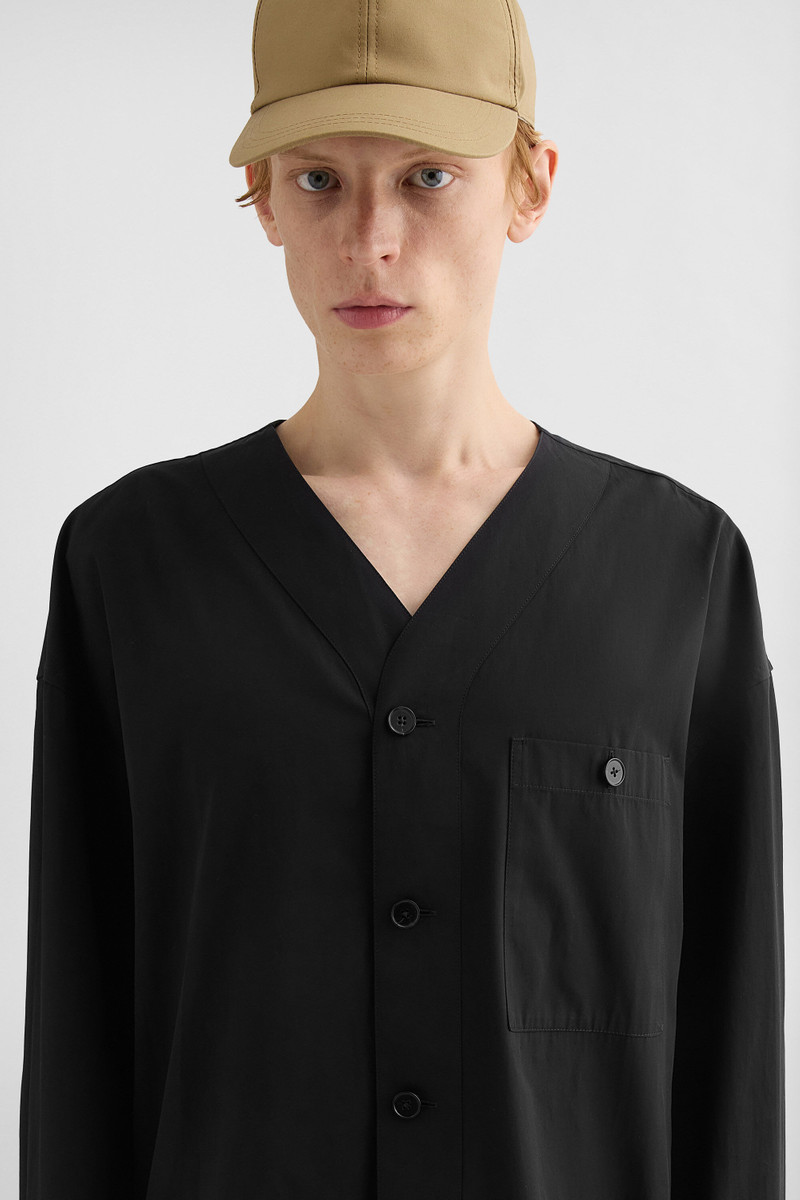 Cotton Poplin V-Neck Shirt 4
