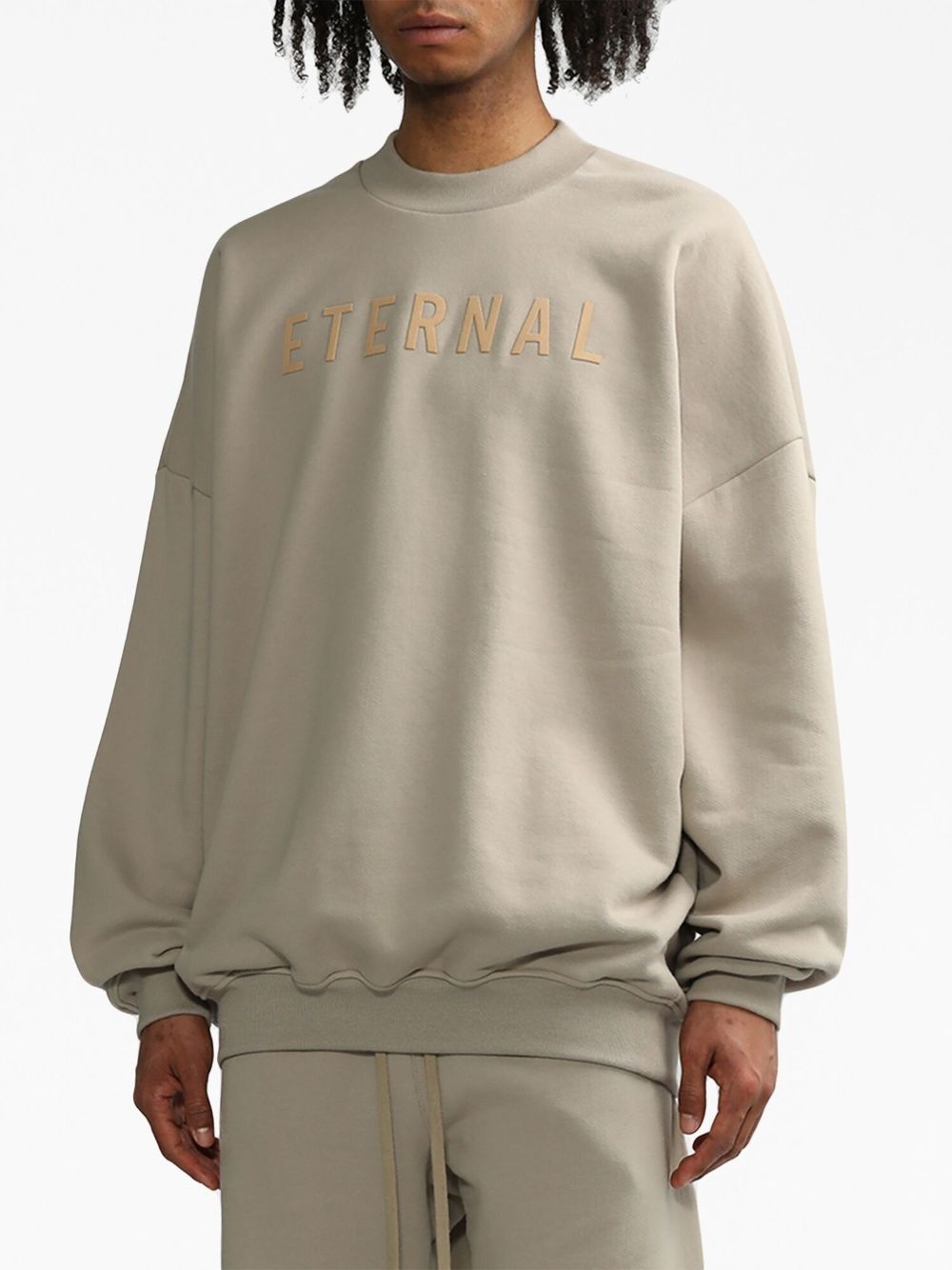 logo-embroidered long-sleeved cotton sweatshirt - 3
