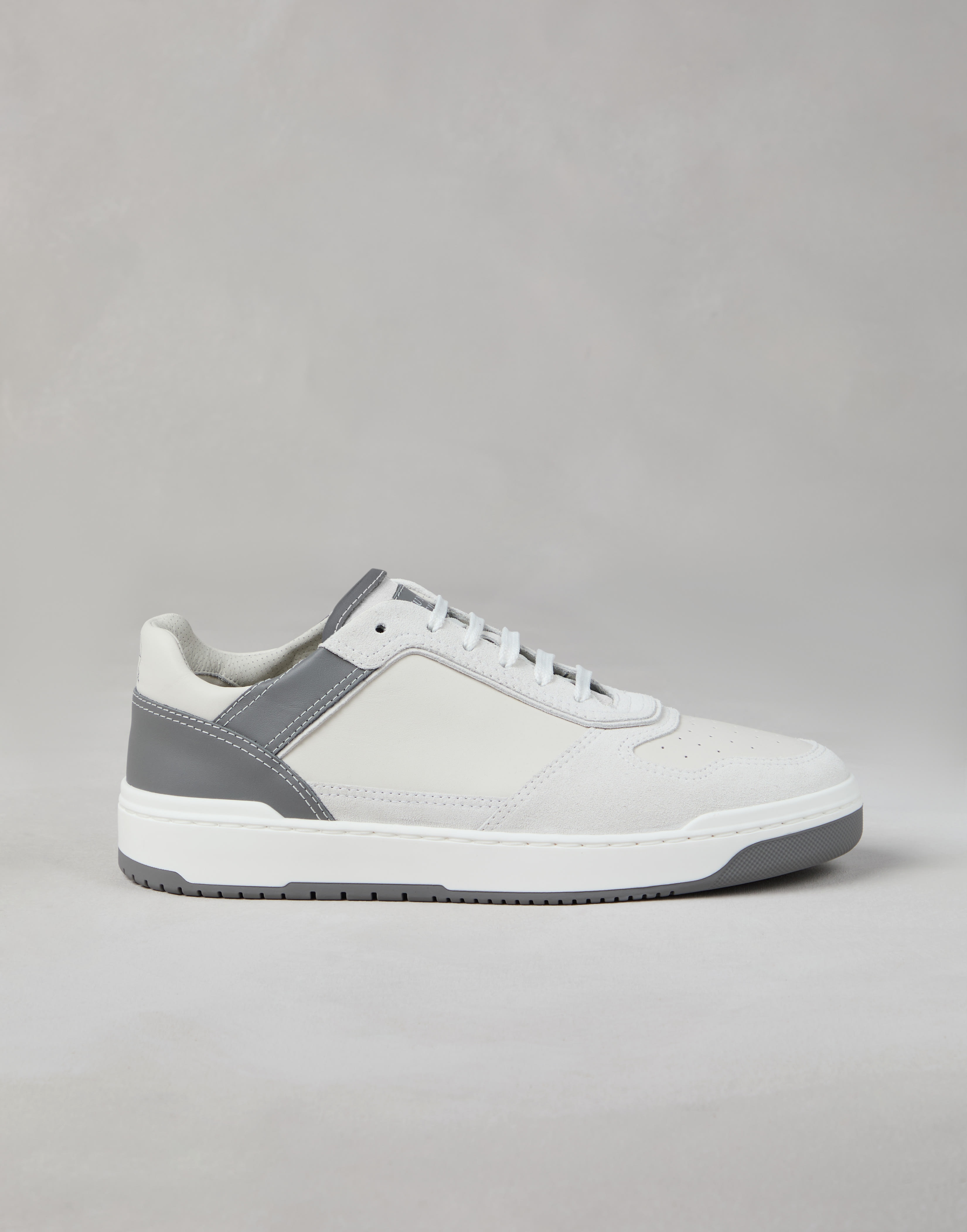 Semi-polished calfskin and washed suede basket sneakers - 5