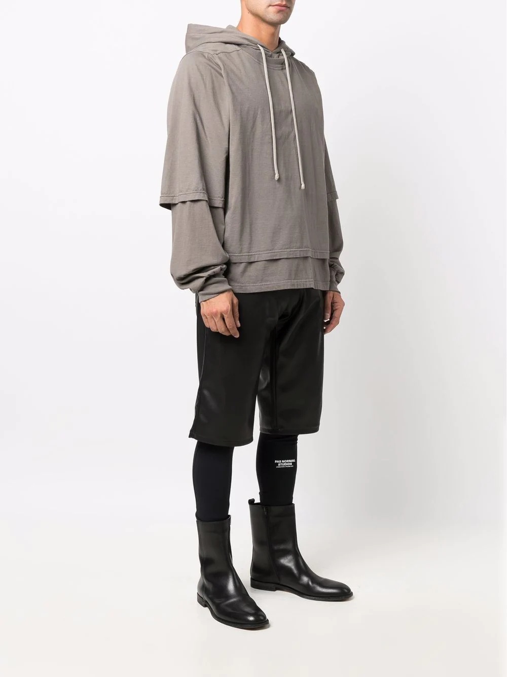 layered cotton hoodie - 3