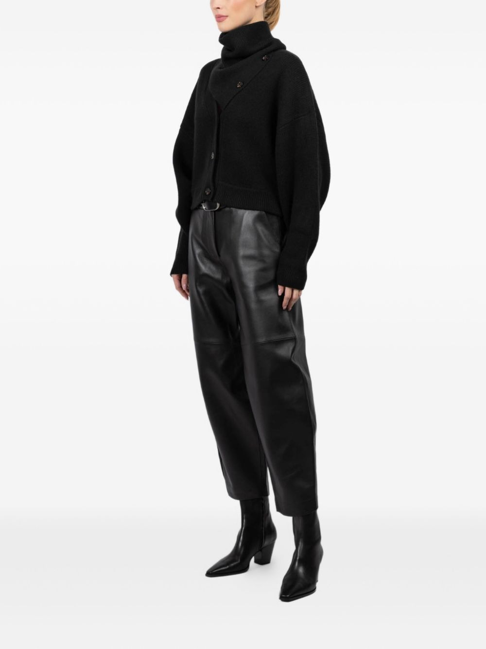 asymmetric-neck buttoned cardigan - 3