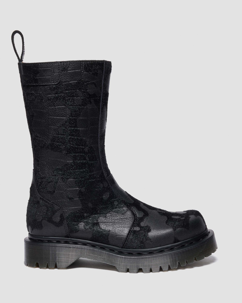 REJENA Hair On Croc Emboss Leather Boots - 1