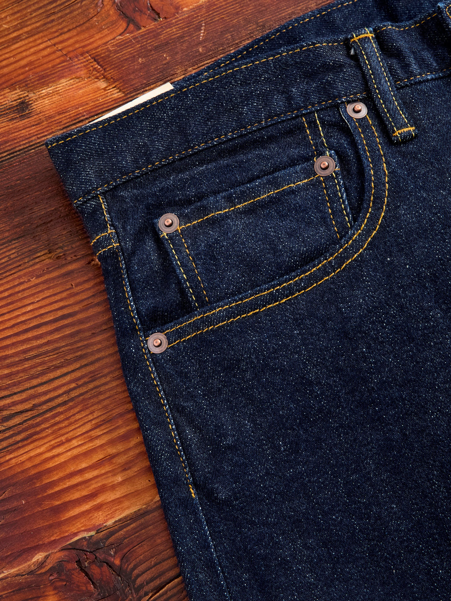11.8oz Indigo Stretch Selvedge Denim - Tapered Fit - 4