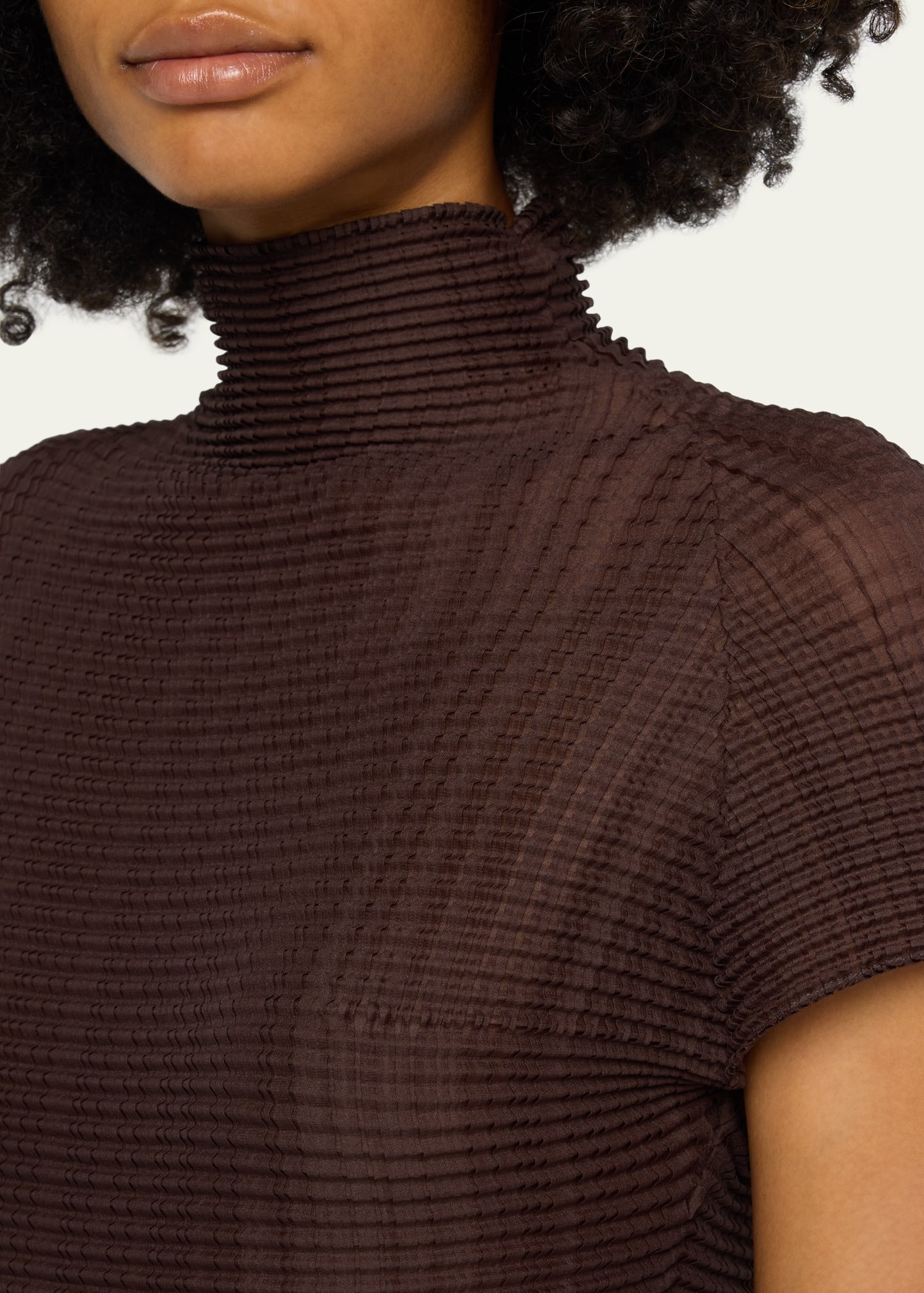 ISSEY MIYAKE Wooly Pleats-38 High-Neck Top | REVERSIBLE