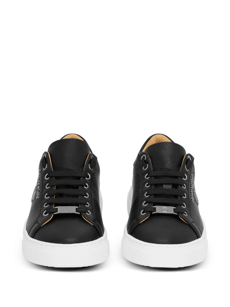 hexagon-logo leather sneakers 3