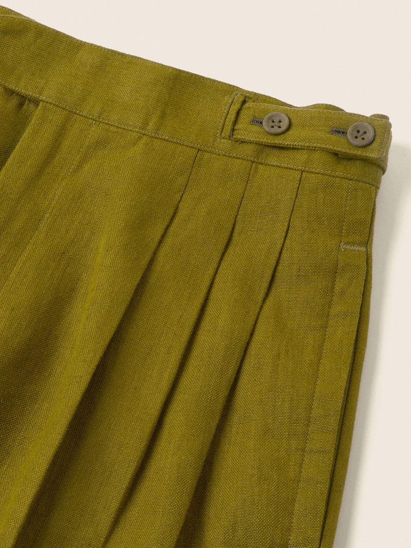 OLIVE GREEN OASI LINO SHORTS 3